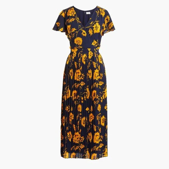 J. Crew Factory | Dresses | J Crew Factory Womens Printed Pleated Midi Wrap  Dress | Poshmark